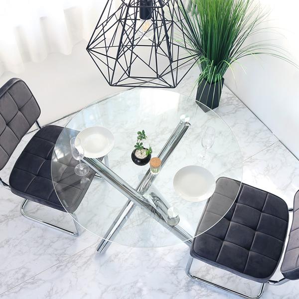 GLA-SSIC x AZURE ダイニングテーブルセット ガラス 円形 3点 2人用 丸