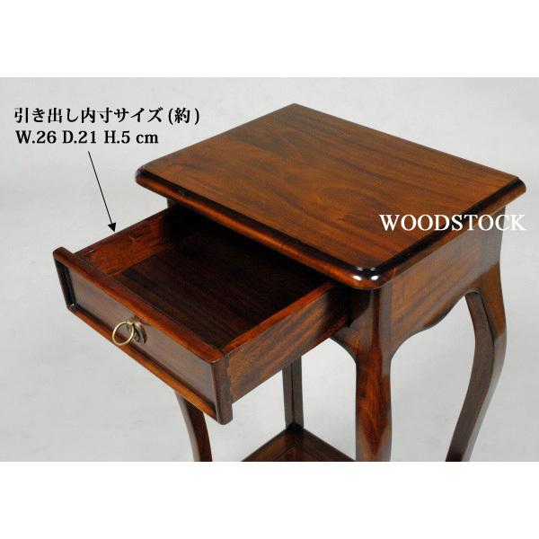 電話台 サイドテーブル 引き出し付き アンティーク調 木製 クラシック