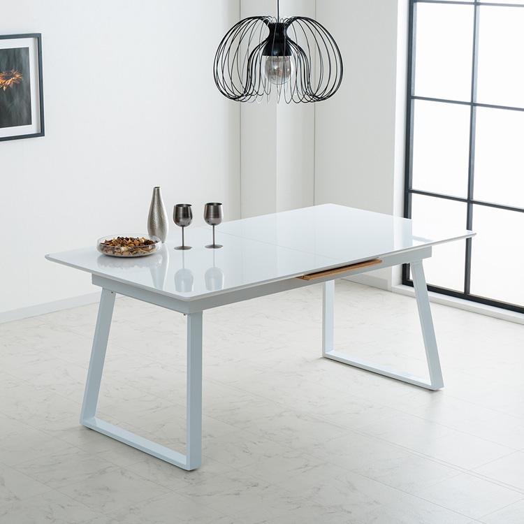 ダイニングテーブルセット 伸縮 ホワイト 7点 伸長式 6人掛け 6人用