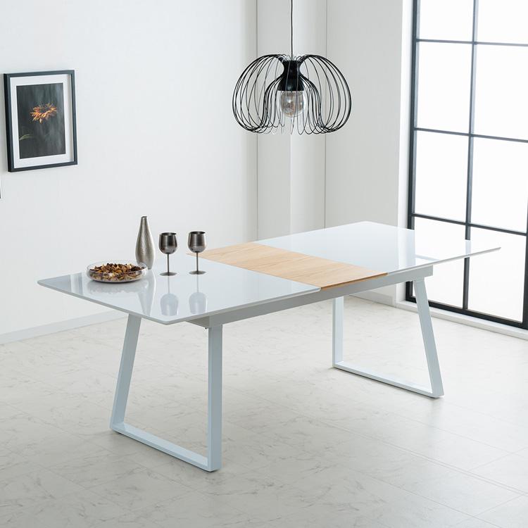 ダイニングテーブルセット 伸縮 ホワイト 7点 伸長式 6人掛け 6人用