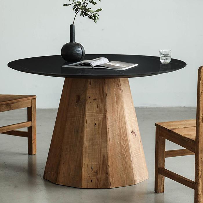ダイニングテーブル 120cm 単品 セラミック 古木 古材 無垢材 丸 ダイニングテーブル 120cm 単品 セラミック 古木 古材 無垢材 丸