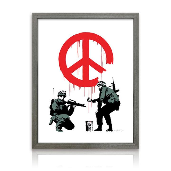 アートパネル Banksy バンクシー Peace Soldiersピース サイン