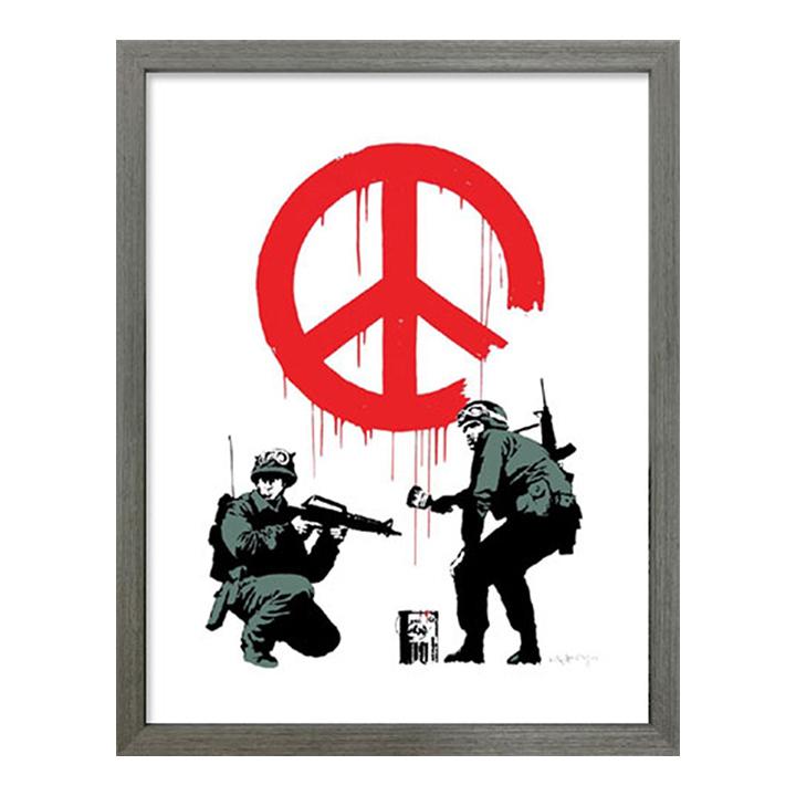 アートパネル Banksy バンクシー Peace Soldiersピース サイン