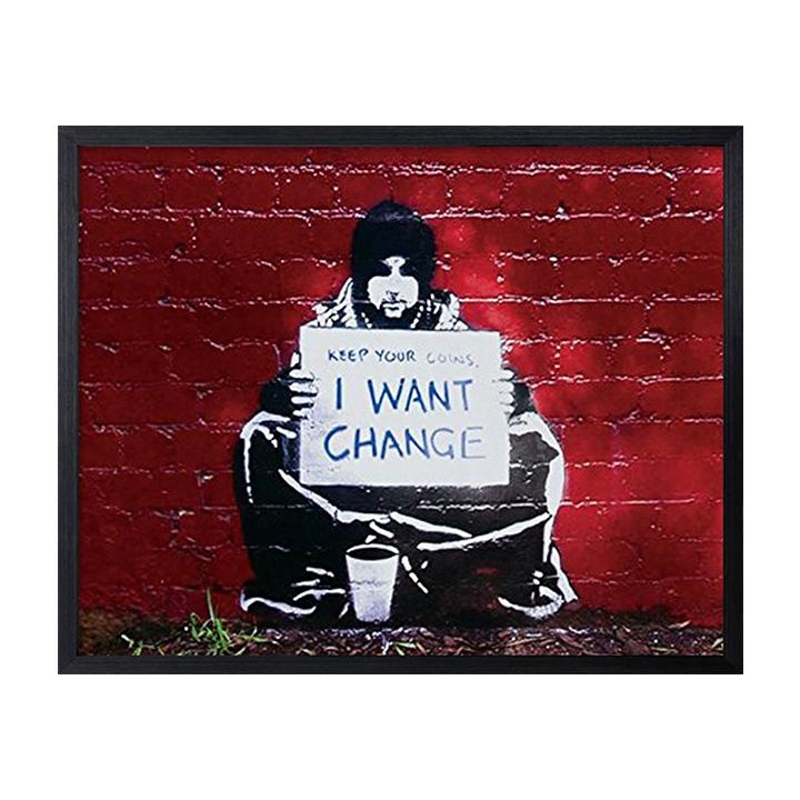 アートパネル Banksy バンクシー I Want Change 玄関 グラフティ