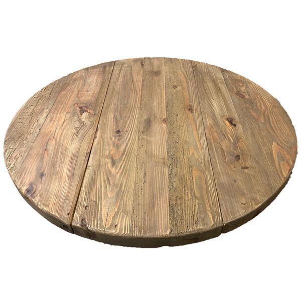古い味のあるセンターテーブル カフェ 机 飾り台 丸型 木製 レトロ ビンテージ センターテーブル 幅90cm 古材 無垢材 ヴィンテージ調 丸テーブル 円形