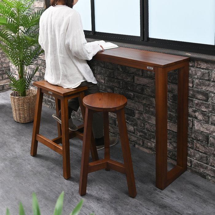 カウンターテーブル 単品 幅115cm 木製 おしゃれ チーク 無垢材 デスク