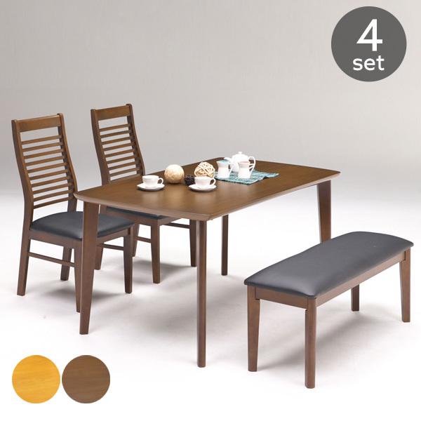 ダイニングテーブルセット 4人用 4点 ベンチ 木製 135cm ダイニング
