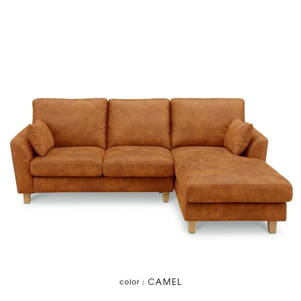 カウチソファ 左カウチ 3P クッション付き アンティーク調