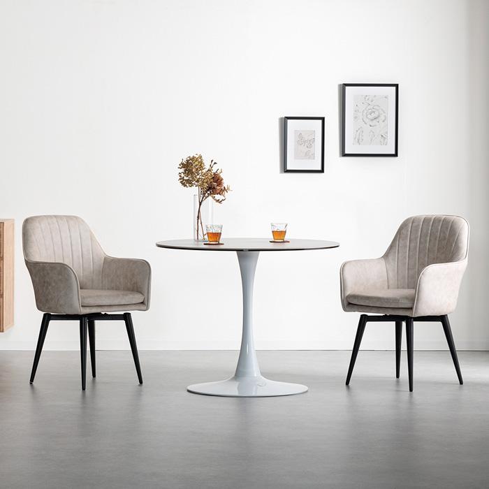 ダイニングテーブルセット 2人用 円形 セラミック 丸テーブル