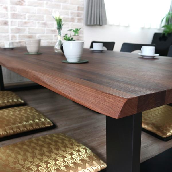 一枚板風 座卓 座椅子 セット 7点 ウォールナット 無垢 幅180cm