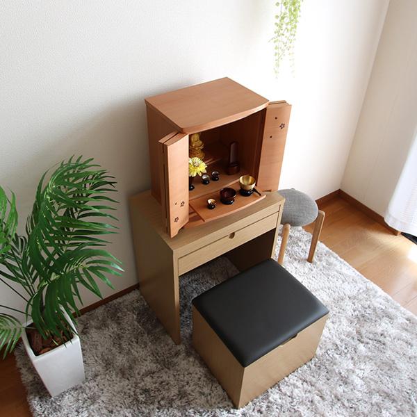 小型仏壇 16号 モダン ミニ おしゃれ コンパクト さくら 桜 小さい 木製 天然木 マンション ウォールナット LEDライト照明付き_12