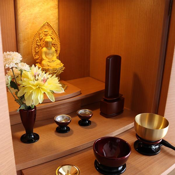 小型仏壇 16号 モダン ミニ おしゃれ コンパクト さくら 桜 小さい 木製 天然木 マンション ウォールナット LEDライト照明付き_7