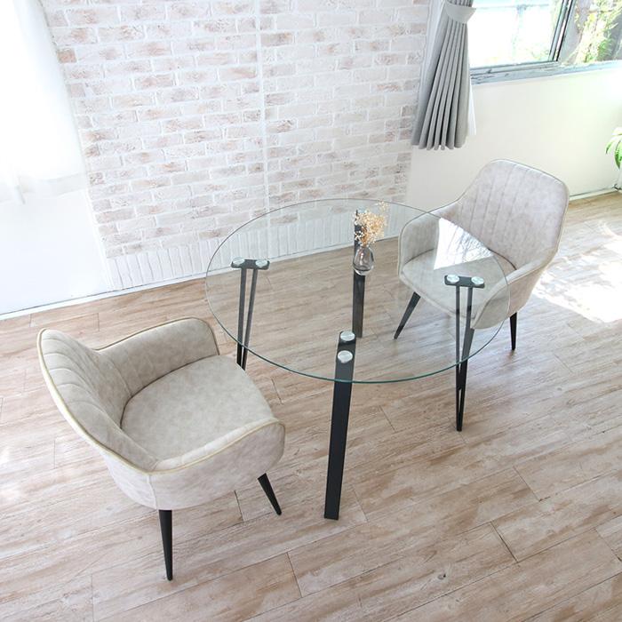 〜3/30までの出品　ダイニングテーブル ガラステーブル 100cm 丸型 円形 FLYMEe Noir GLASS TOP ROUND TABLE φ100 / フライミーノワール ガラス