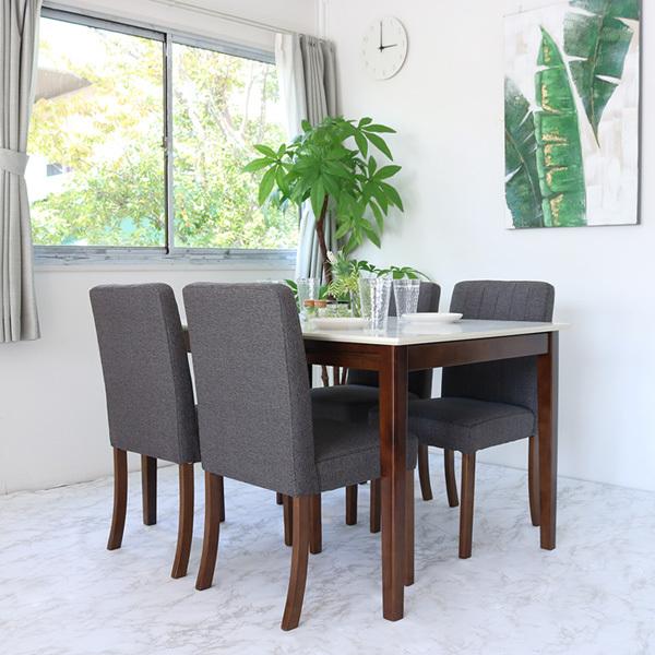 伸長式 ダイニングテーブルセット 4人掛け ホワイト天板 5点