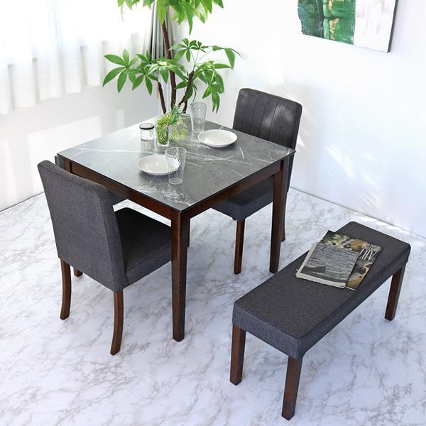 新品☆大理石柄テーブル メラミン仕様 モダンスタイル スタイリッシュ 4人用 伸長式 ダイニングテーブルセット 4人掛け グレー天板 4点 ベンチ