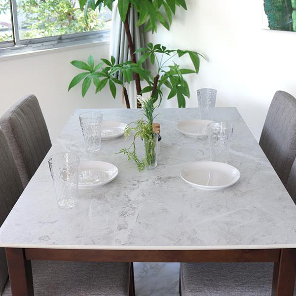 ダイニングテーブルセット 4人掛け ホワイト天板 5点 幅120cm メラミン