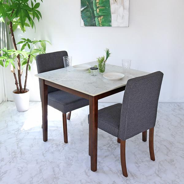 ダイニングテーブルセット 2人 ホワイト天板 3点 幅80cm 2人掛け用