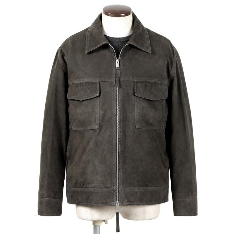 イケベARMA スウェード ジップアップ ブルゾン KALE カーキ48 アルマ ARMA ／ ゴートスエードジップアップブルゾン「KALE