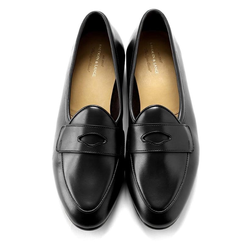 ボードインアンドランジ BAUDOIN & LANGE ／国内正規品／ カーフレザーペニーローファー「SAGAN CLASSIC GINKGO」（BLACK／ブラック）の画像