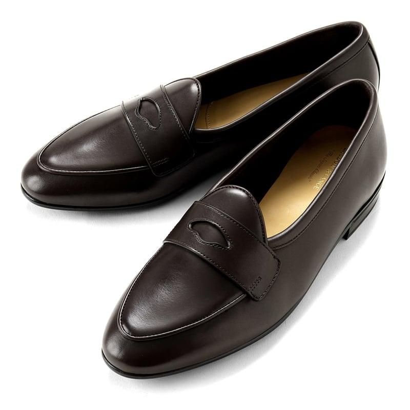 ボードインアンドランジ BAUDOIN & LANGE ／国内正規品／ カーフレザーペニーローファー「SAGAN CLASSIC GINKGO」（DARK BROWN／ダークブラウン）の画像