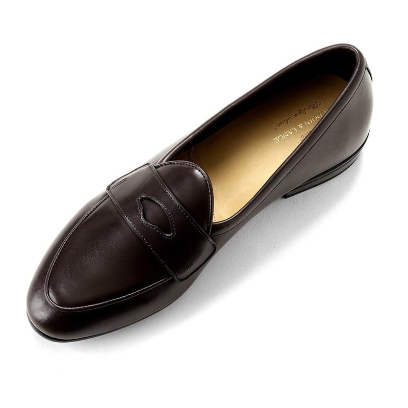 ボードインアンドランジ BAUDOIN & LANGE ／国内正規品／ カーフレザーペニーローファー「SAGAN CLASSIC GINKGO」（DARK BROWN／ダークブラウン）の画像