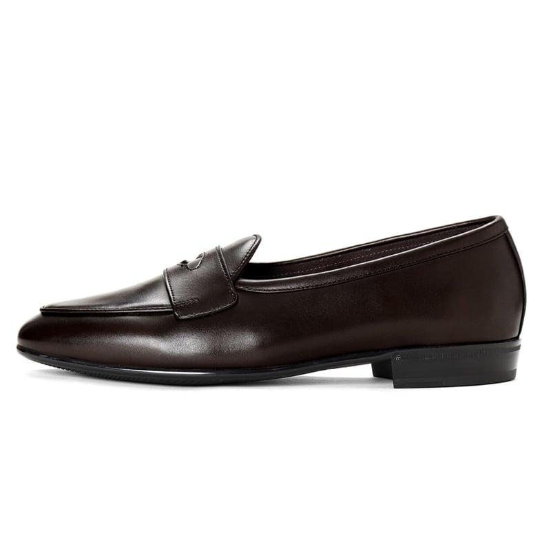 ボードインアンドランジ BAUDOIN & LANGE ／国内正規品／ カーフレザーペニーローファー「SAGAN CLASSIC GINKGO」（DARK BROWN／ダークブラウン）の画像