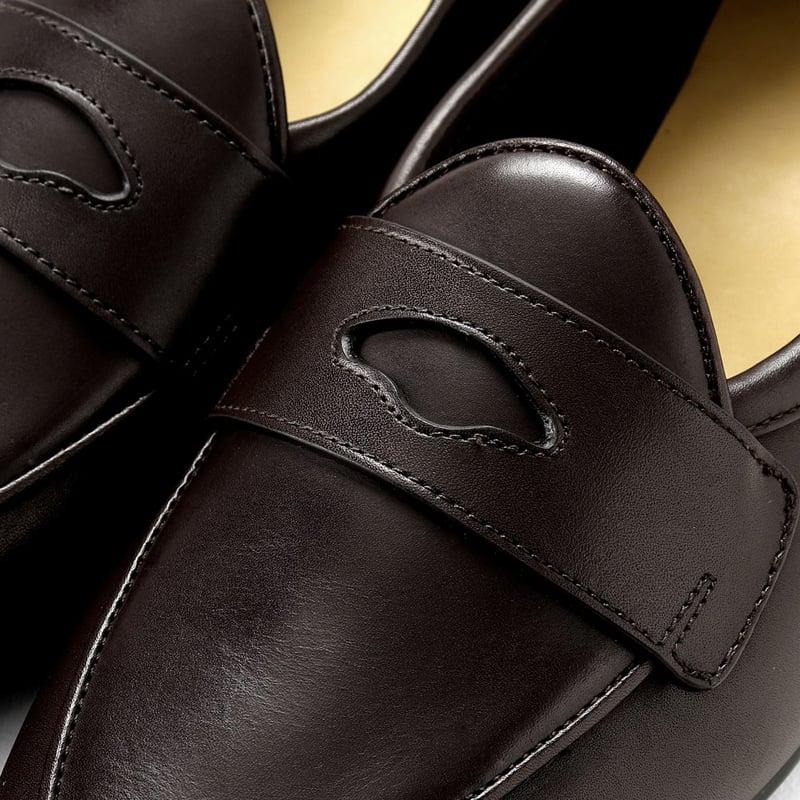 ボードインアンドランジ BAUDOIN & LANGE ／国内正規品／ カーフレザーペニーローファー「SAGAN CLASSIC GINKGO」（DARK BROWN／ダークブラウン）の画像