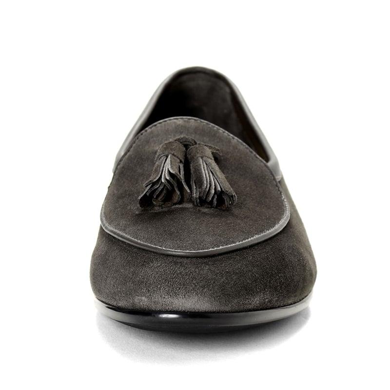 ボードインアンドランジ BAUDOIN & LANGE ／国内正規品／ カーフスエードタッセルローファー「SAGAN CLASSIC TASSELS」（BARK GREY／バークグレー）の画像