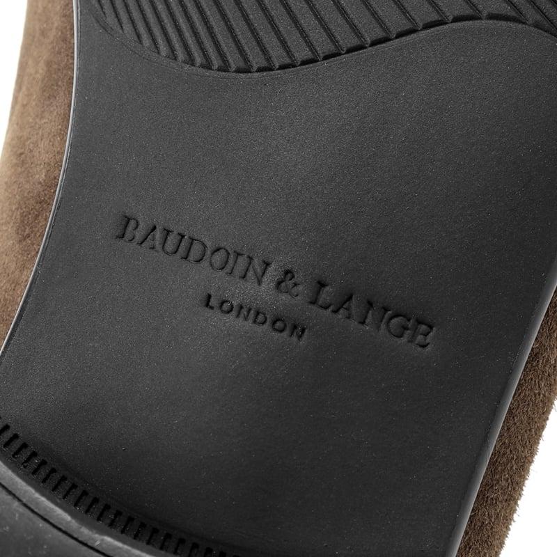 ボードインアンドランジ BAUDOIN & LANGE ／国内正規品／ カーフスエードタッセルローファー「SAGAN CLASSIC TASSELS」（DEEP TAUPE／ディープトープ）の画像