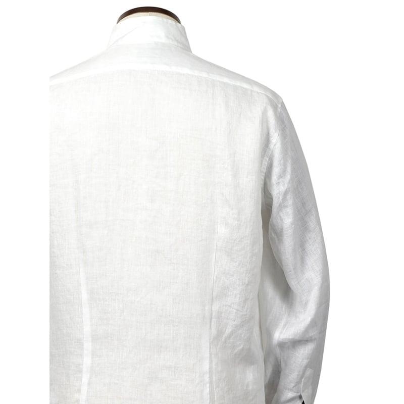バグッタ BAGUTTA ／ 24SS リネンポプリンウィングスタンドカラーシャツ「BRUXELLES」（ホワイト）｜ikinakikonashi｜03