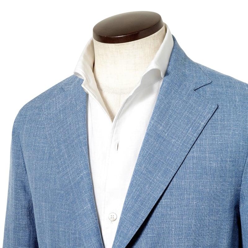【SALE】バルバ BARBA ／ 25SS Loro Pianaウールシルクリネントロピカル2Bシャツジャケット「EASY JAP」（サックスブルー）の画像
