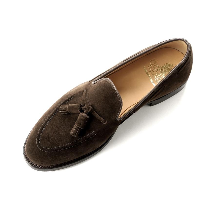クロケット＆ジョーンズ CROCKETT＆JONES レペロスエードタッセルローファー「CAVENDISH 3」（DARK BROWN／ダークブラウン）の画像