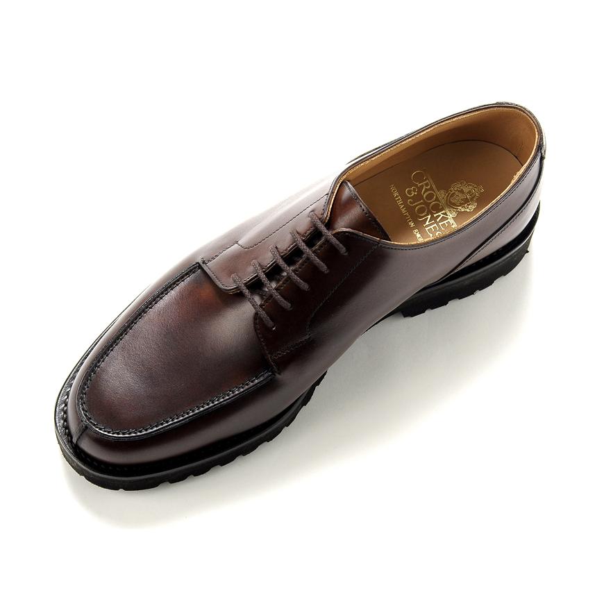 クロケット＆ジョーンズ CROCKETT＆JONES ／ 当店別注アニリンカーフUチップダービー「MORETON」（DARK BROWN／ダークブラウン）の画像