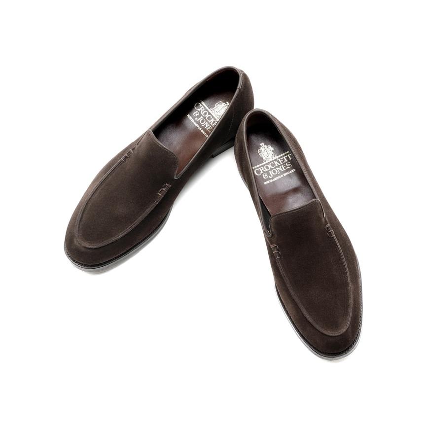 クロケット＆ジョーンズ CROCKETT＆JONES ／ 当店別注レペロスエードUチップローファー「SALCOMBE」（DARK OAK／ダークブラウン）の画像