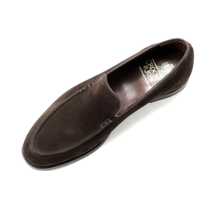 クロケット＆ジョーンズ CROCKETT＆JONES ／ 当店別注レペロスエードUチップローファー「SALCOMBE」（DARK OAK／ダークブラウン）の画像