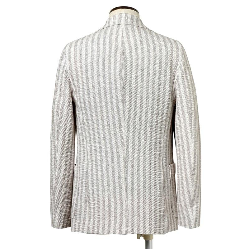 チルコロ 1901 CIRCOLO 1901 ／国内正規品／ 26SS リネンコットンストレッチニットジャージーストライプ2Bシャツジャケット「CN5302」（NATURALE／ホワイト×グの画像
