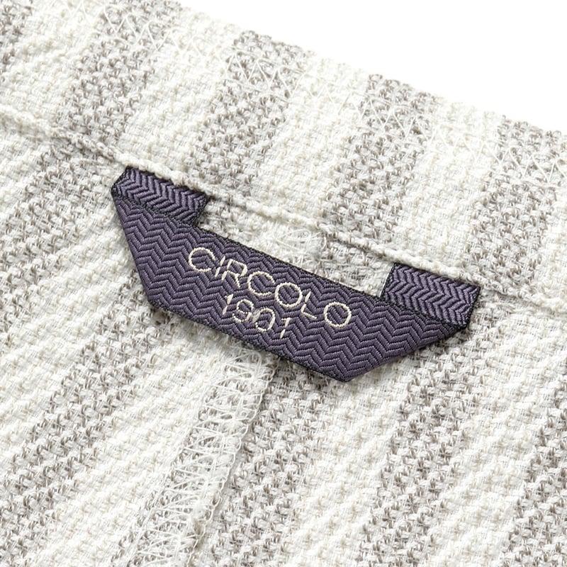 チルコロ 1901 CIRCOLO 1901 ／国内正規品／ 26SS リネンコットンストレッチニットジャージーストライプ2Bシャツジャケット「CN5302」（NATURALE／ホワイト×グの画像