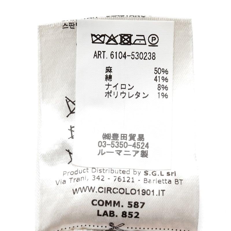 チルコロ 1901 CIRCOLO 1901 ／国内正規品／ 26SS リネンコットンストレッチニットジャージーストライプ2Bシャツジャケット「CN5302」（NATURALE／ホワイト×グの画像