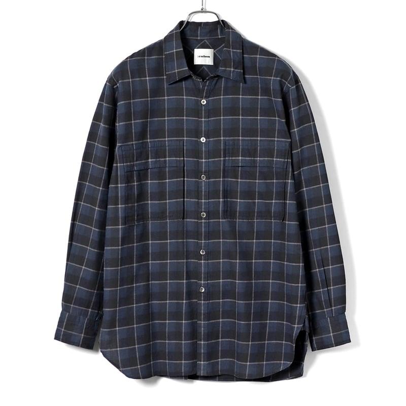 ☆試着のみ☆カムコフランネルシャツホワイトグリーンチェックシャツ