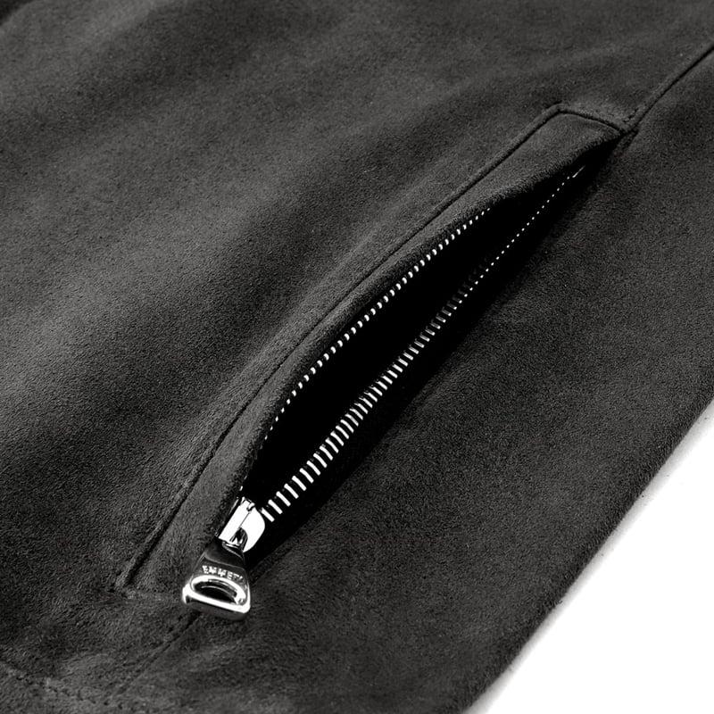 エンメティ EMMETI ／国内正規品／ ゴートスエードシングルライダースジャケット「JURI SFODERATO」（ASFALTO／チャコールグレー）の画像