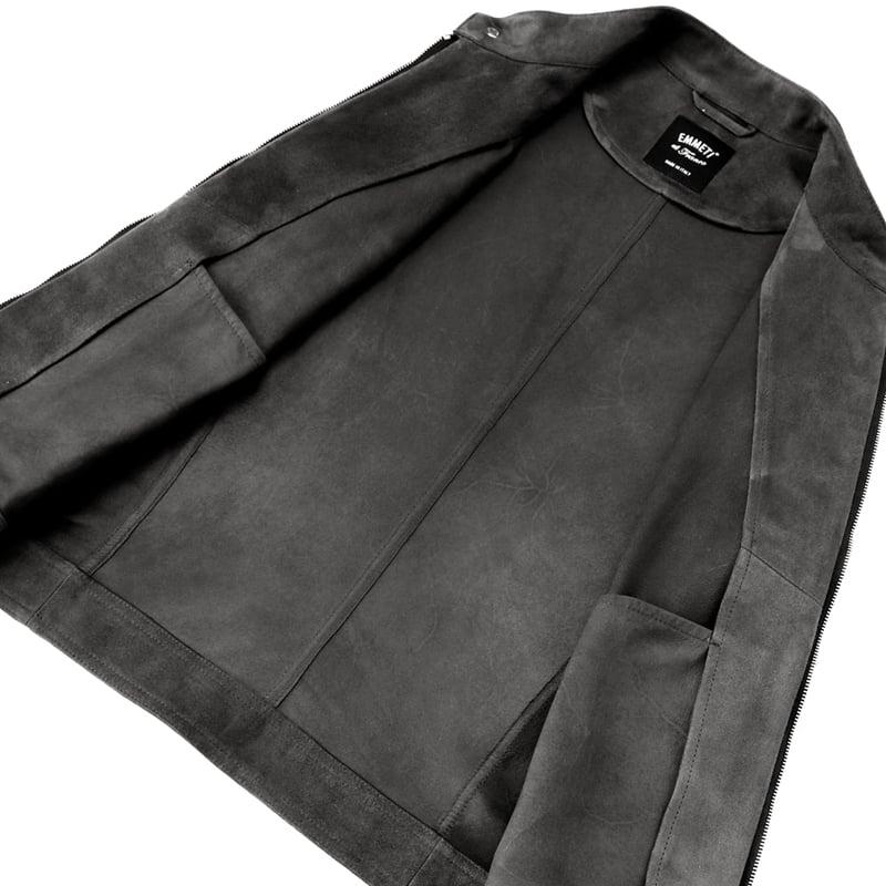 エンメティ EMMETI ／国内正規品／ ゴートスエードシングルライダースジャケット「JURI SFODERATO」（ASFALTO／チャコールグレー）の画像