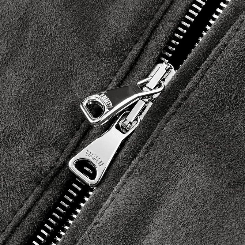 エンメティ EMMETI ／国内正規品／ ゴートスエードシングルライダースジャケット「JURI SFODERATO」（ASFALTO／チャコールグレー）の画像