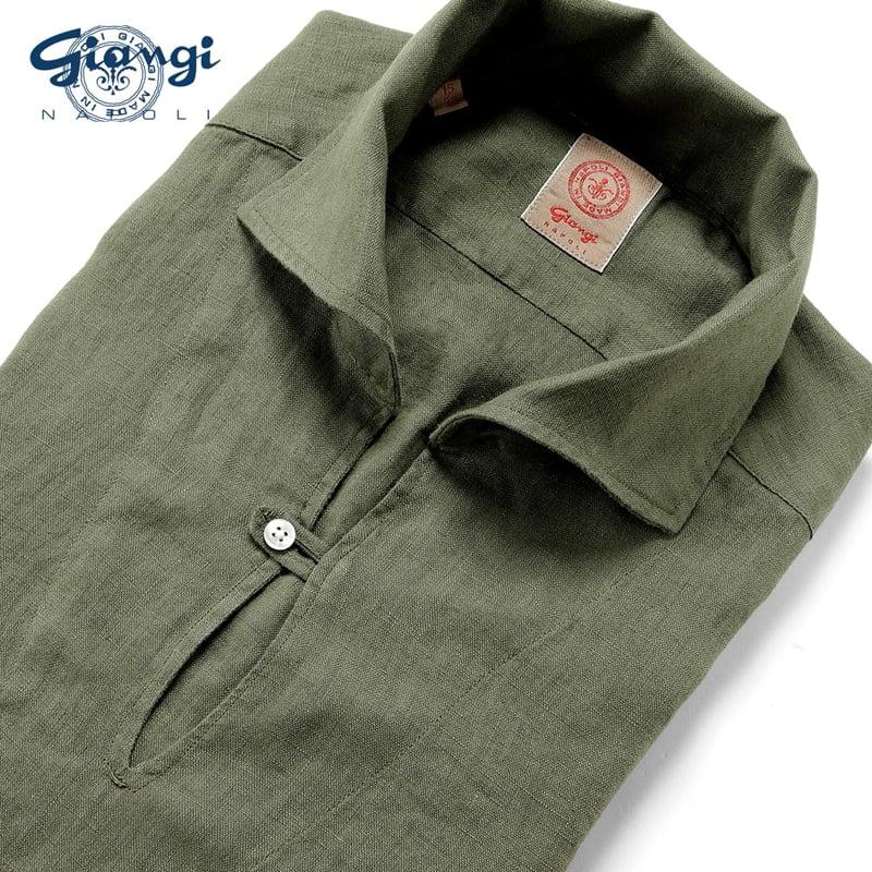 SALE】ジャンジ GIANGI ／ 製品洗いリネンポプリンカプリシャツ「9944