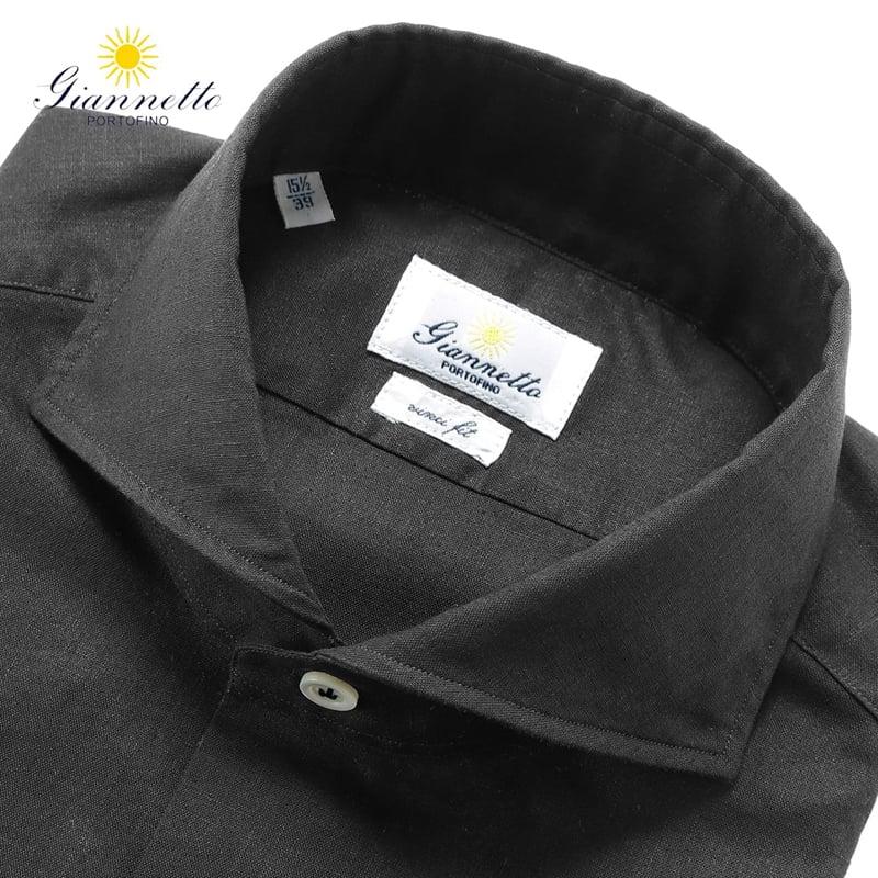 【美品】Giannetto ホリゾンタルカラーコットンリネンシャツ 44 Giannetto（ジャンネット） ホリゾンタルカラーリネンシャツ 42 【公式