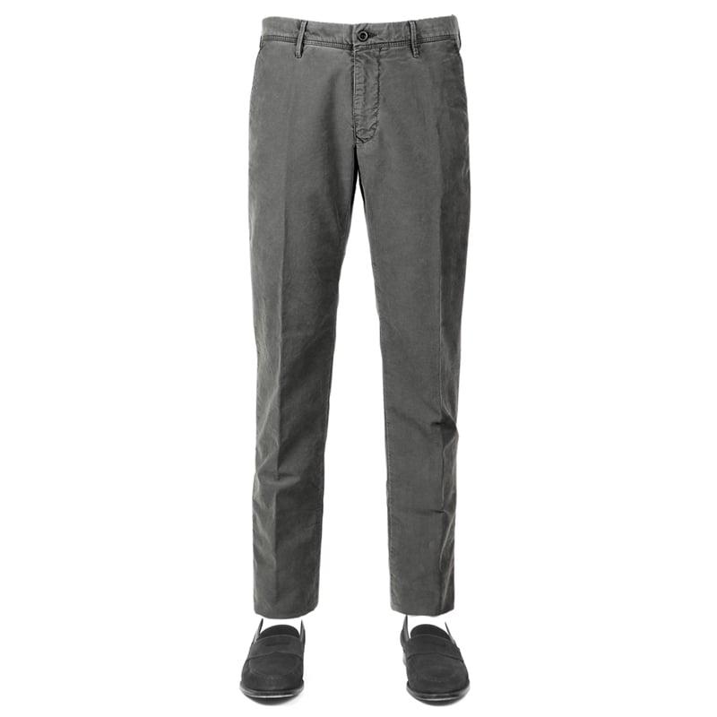 インコテックススラックス INCOTEX SLACKS ／ 製品染めコットンストレッチギャバジンチノパンツ「18S100-4611D」（ミディアムグレー）