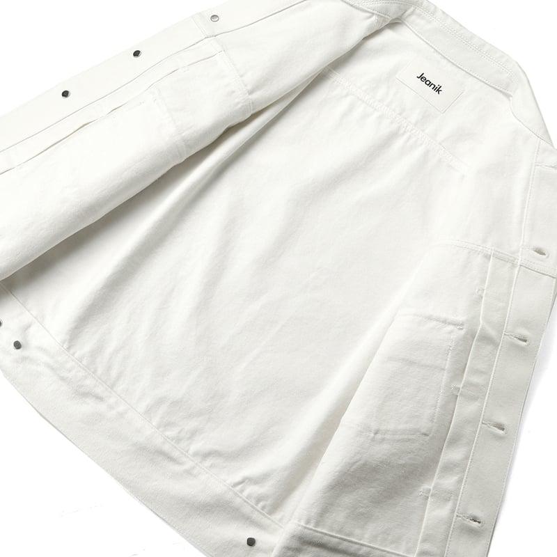 ジーニック JEANIK ／ ウォッシュドコットンホワイトデニムジャケット「JEANIK0102」（ホワイト）｜ikinakikonashi｜03