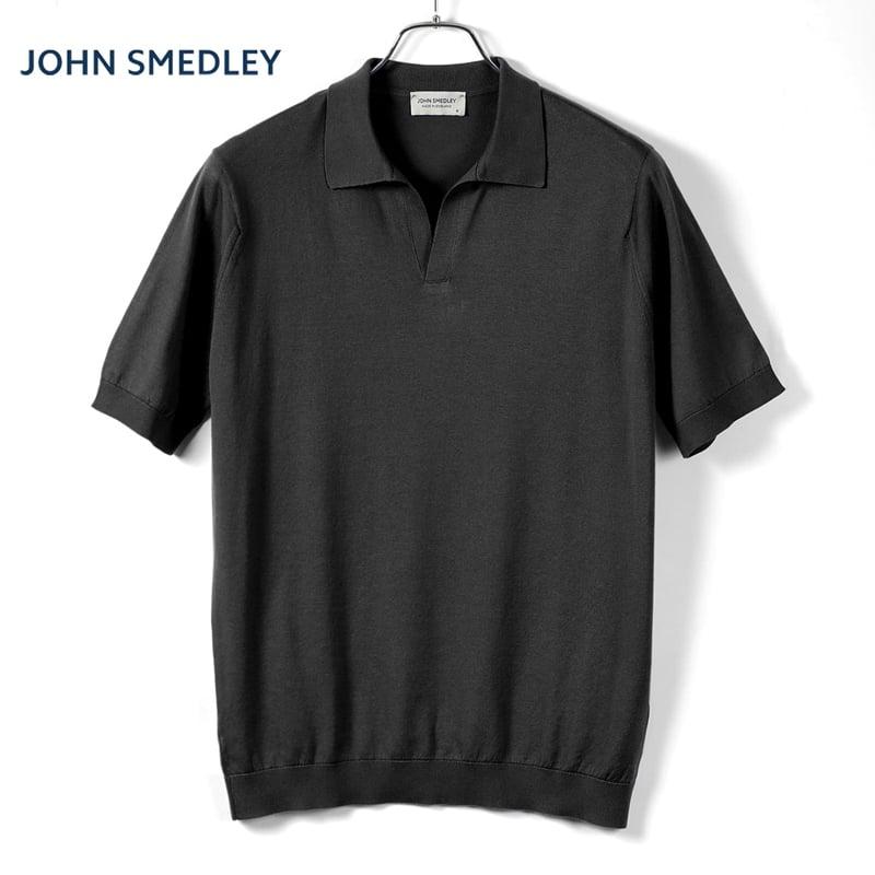 ジョンスメドレー ポロシャツ L シーアイランドコットン 黒ｘ白 JOHN SMEDLEY（ジョンスメドレー） JOHN SMEDLEY ／ シーアイランド
