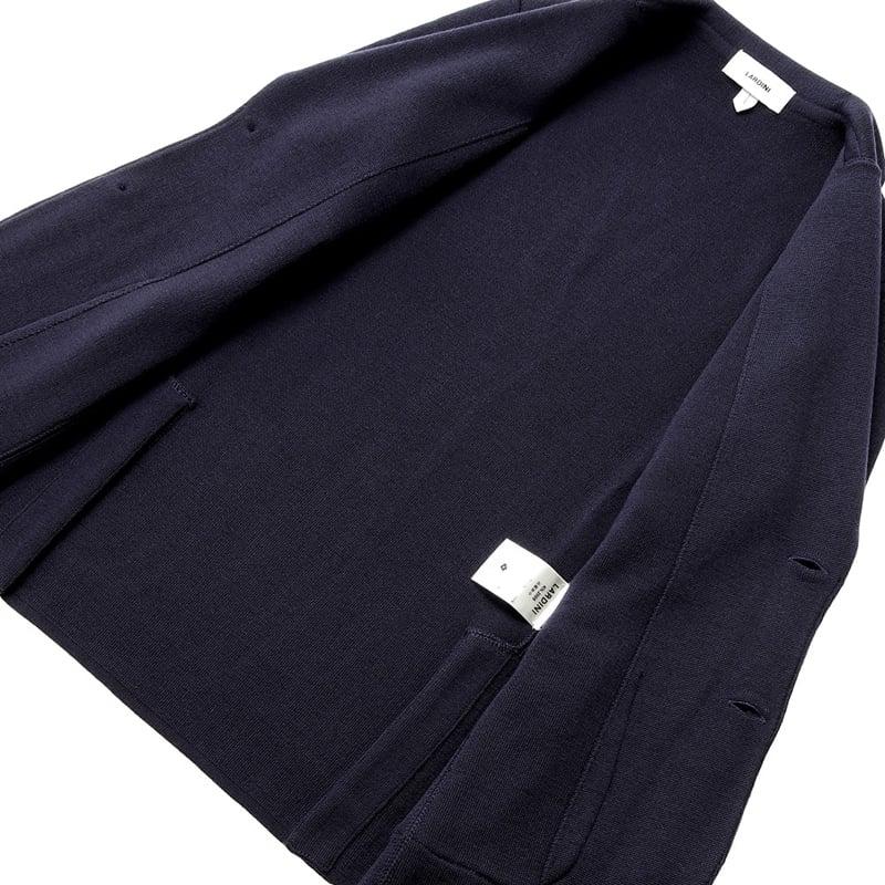 LARDINI ニットジャケット ダブル ネイビー ミラノリブ Sサイズ LARDINI ニットジャケット ダブル ネイビー ミラノリブ Sサイズ