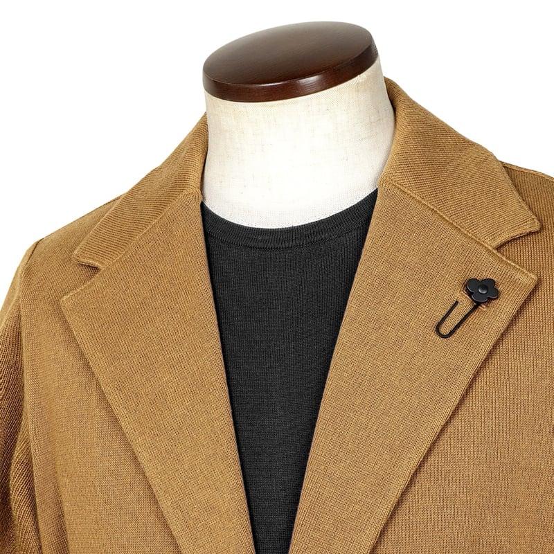 ラルディーニ LARDINI ／国内正規品／ 26SS コットン平編み2Bニットジャケット「LJM56」（キャメル）の画像