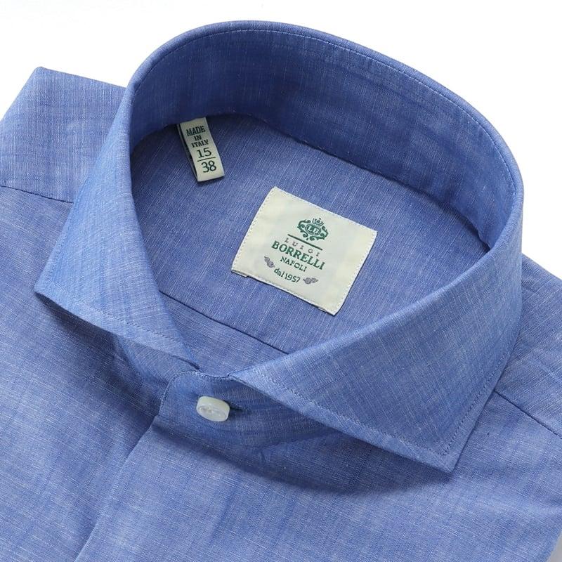 ルイジボレッリ LUIGI BORRELLI ／ 26SS コットンエンドオンエンドホリゾンタルカラードレスシャツ「FELICE（SR11001）」（ブルー）の画像